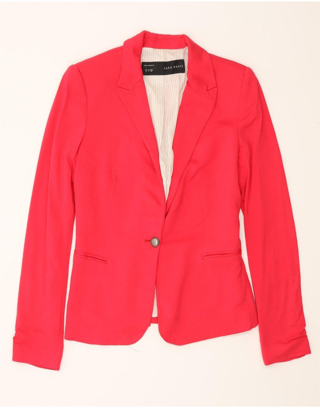 Zara Γυναικείο Μπουφάν 1 Κουμπί Blazer UK 10 Small Pink Viscose