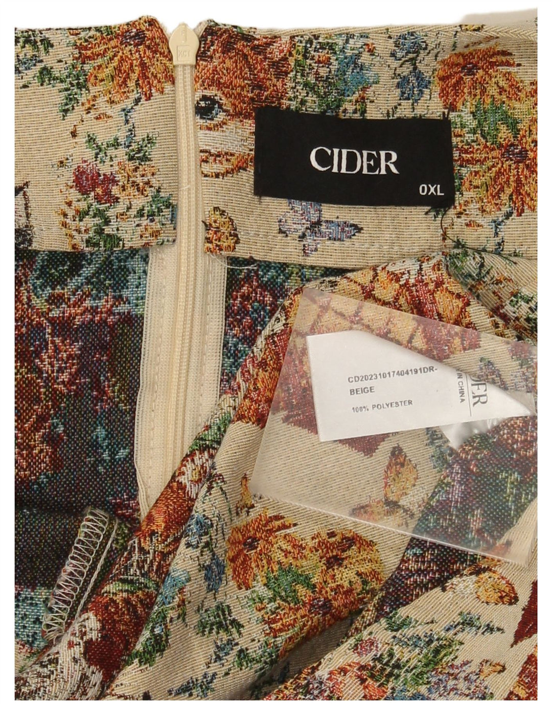 Γυναικείο ρετρό αμάνικο μίνι κούνιας φόρεμα Cider UK 18 XL μπεζ πολυεστερική γάτα