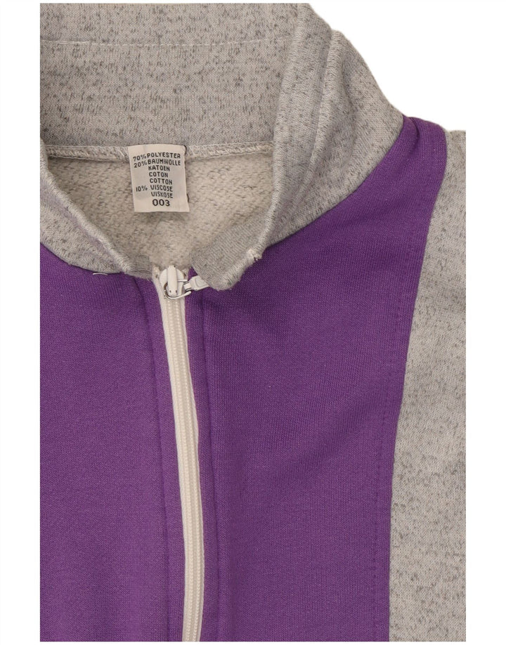 Vintage γυναικεία αθλητική φόρμα Top Jacket UK 12 Medium Grey Colorblock Polyester