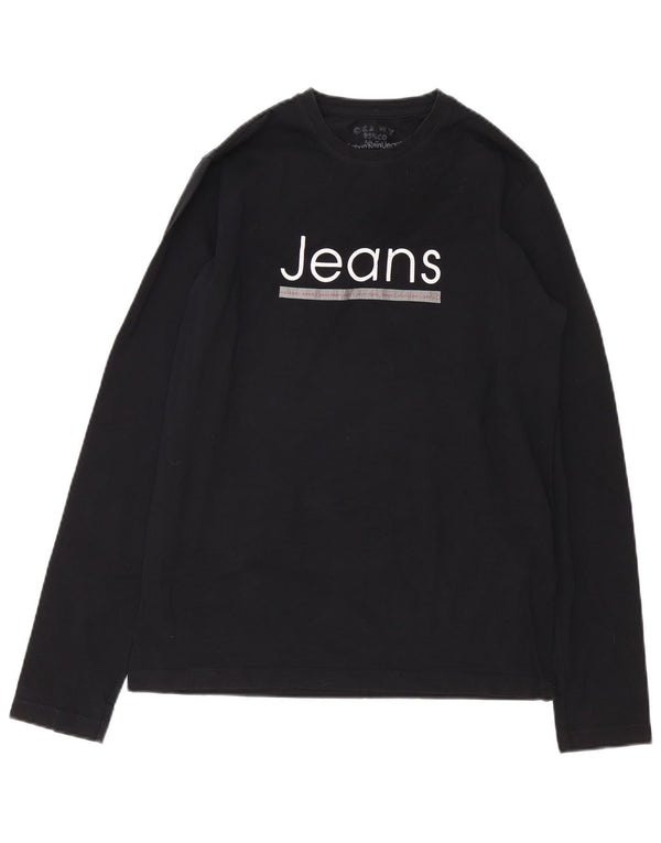 Calvin Klein Jeans Mens Graphic Top Long Sleeve Large Black Cotton
