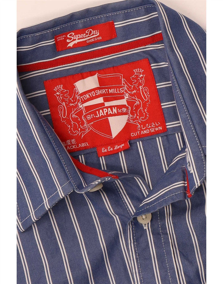 Ανδρικό πουκάμισο Superdry 2XL Navy Blue ριγέ