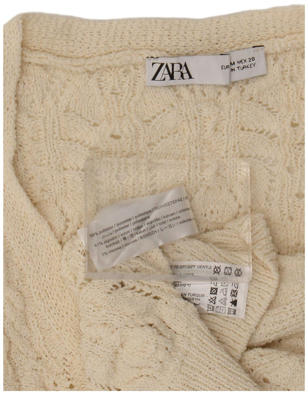 Γυναικείο Αμάνικο Ζακέτα ZARA Crop UK 14 Medium Beige Polyester