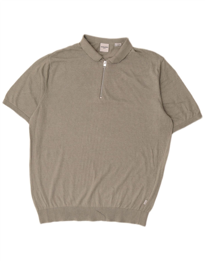 Jack & Jones Ανδρικό κοντομάνικο μπλουζάκι πόλο 3XL γκρι