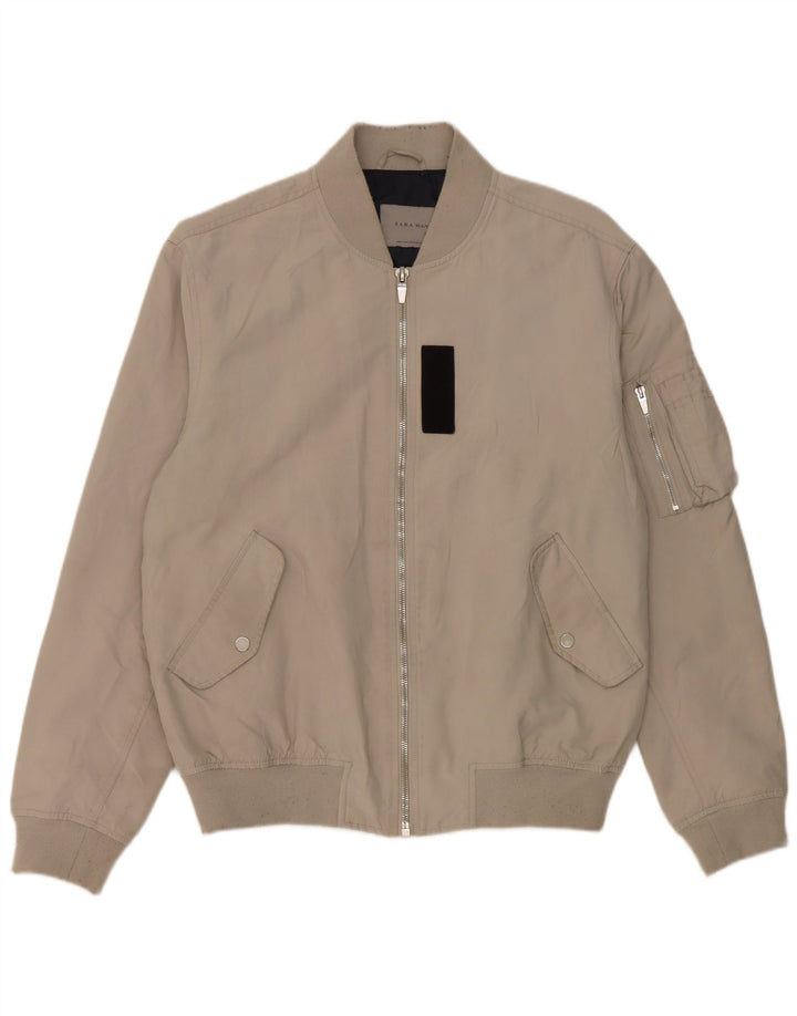 Zara Ανδρικό Bomber Jacket UK 42 XL Grey Polyester
