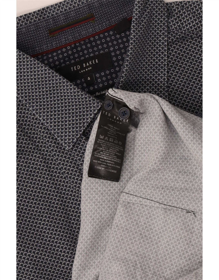 Ανδρικό πουκάμισο Ted Baker, νούμερο 4, Μεγάλο βαμβακερό μπλε ναυτικό με στίγματα