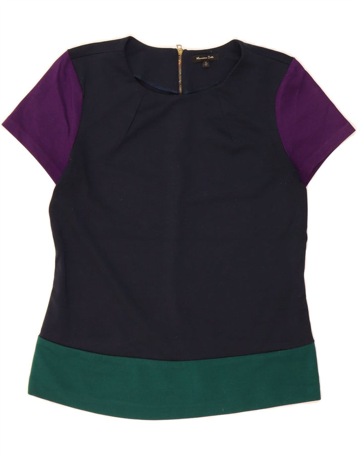 MASSIMO DUTTI Womens Blouse Top UK 12 Medium Black Colourblock Polyester Vintage Massimo Dutti and Second-Hand Massimo Dutti from Messina Hembry 