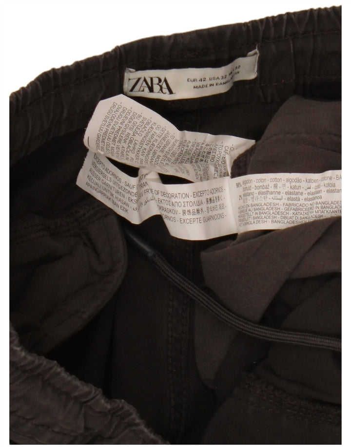 Zara Ανδρικό Joggers Παντελόνι Cargo EU 42 Large W32 L28 Μαύρο βαμβακερό