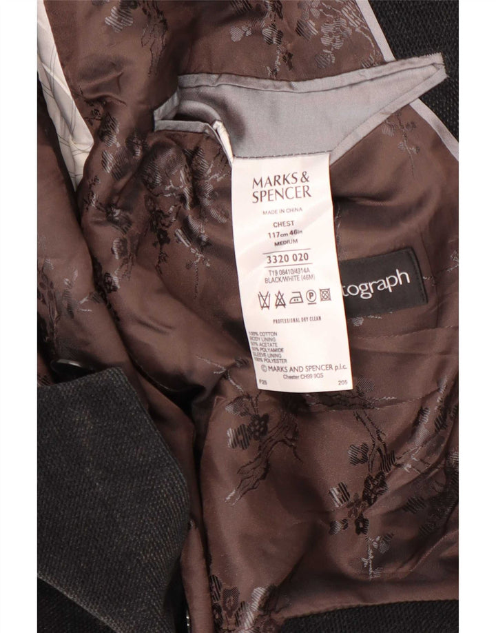 Marks & Spencer Ανδρικό μπλέιζερ με 2 κουμπιά σακάκι UK 46 XL γκρι βαμβακερό