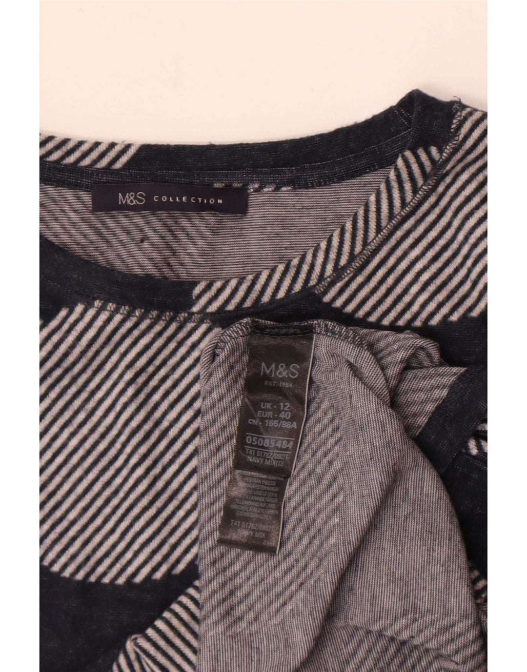 Marks & Spencer Γυναικείο τοπ 3/4 μανίκια UK 12 Medium Navy Blue γεωμετρικό