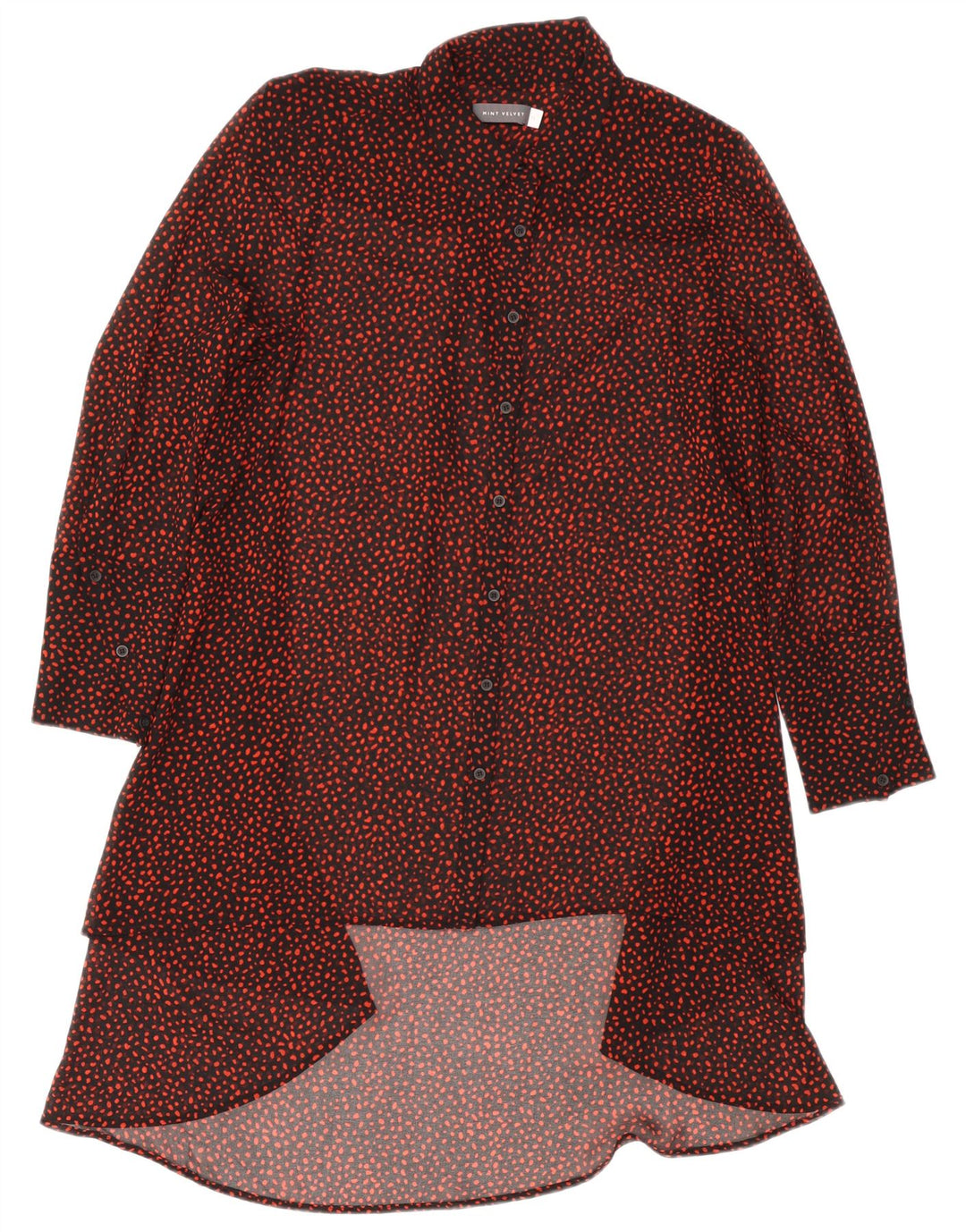 Γυναικείο μακρυμάνικο πουκάμισο MINT VELVET Φόρεμα UK 12 μέτριες μαύρες στίγματα