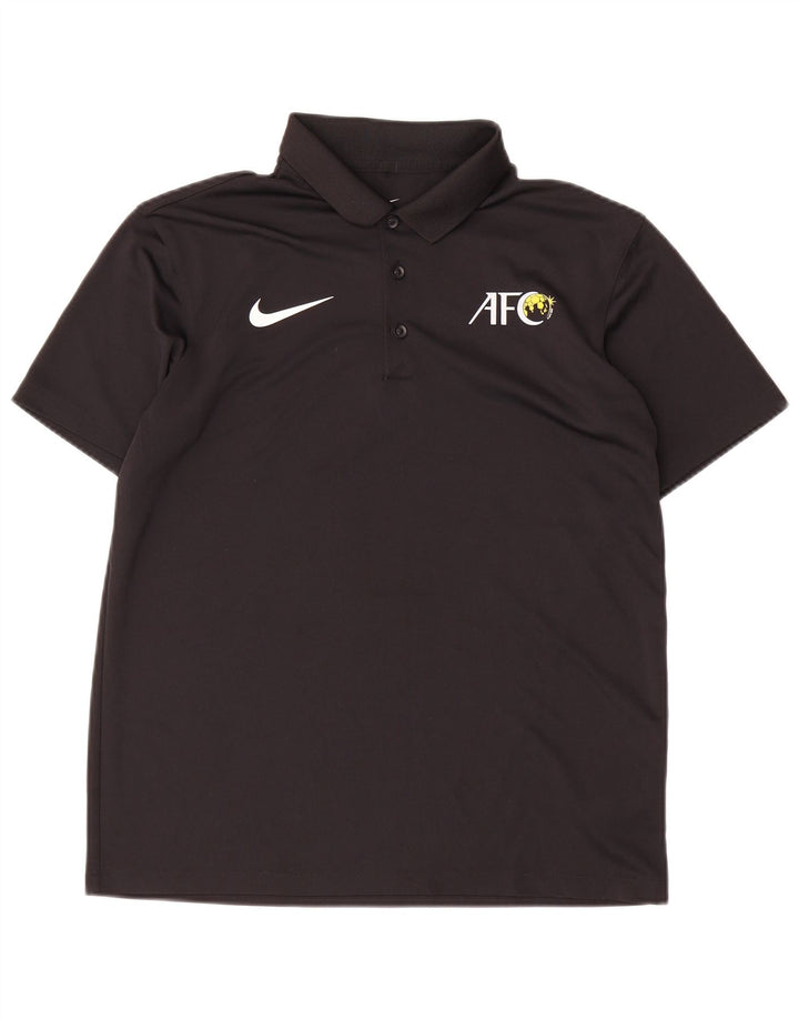 Ανδρικό γραφικό μπλουζάκι πόλο Nike από μεσαίο μαύρο πολυεστέρα