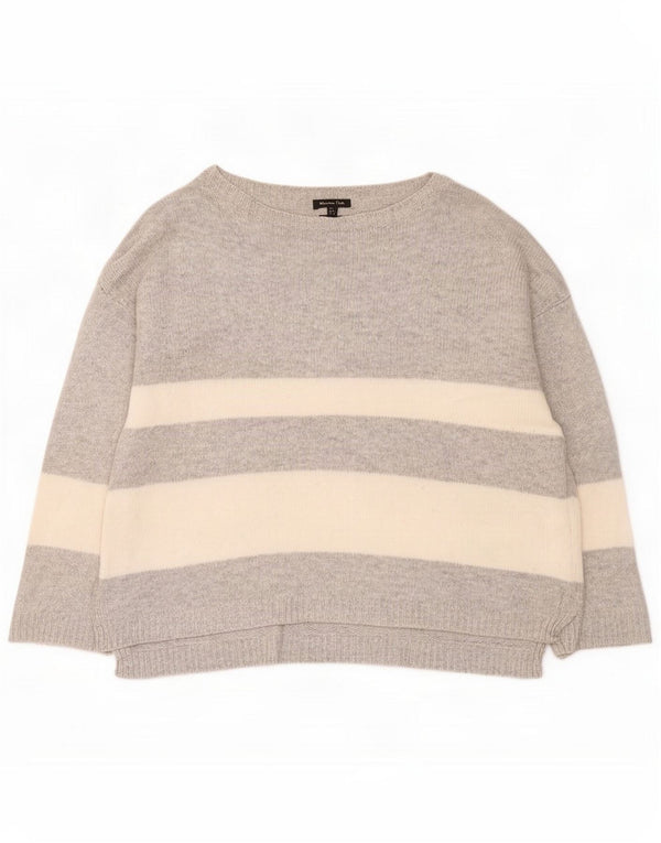 Massimo Dutti Γυναικείο πουλόβερ με λαιμό σκάφος UK 10 Small Grey ριγέ