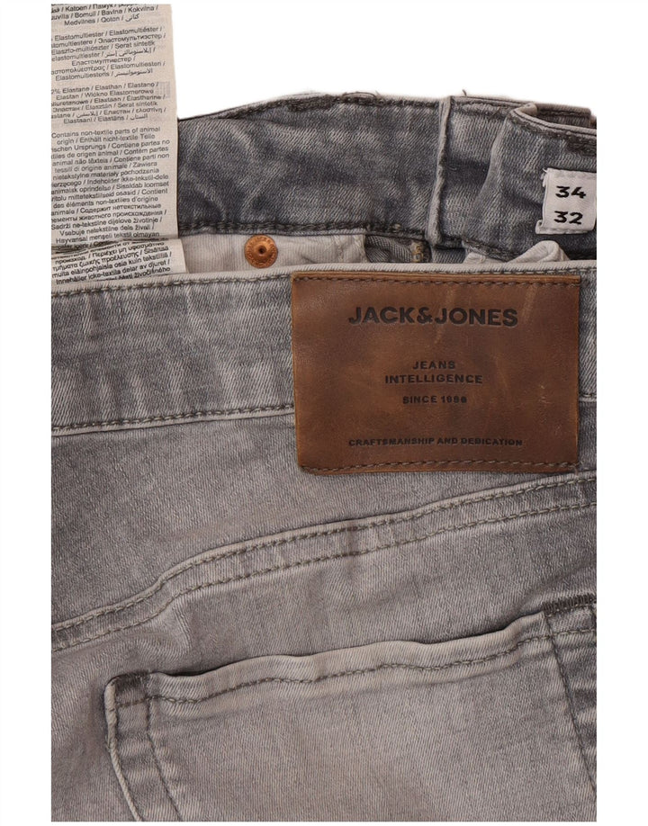 JACK & JONES Ανδρικό Slim Jeans W34 L32 Γκρι βαμβακερό