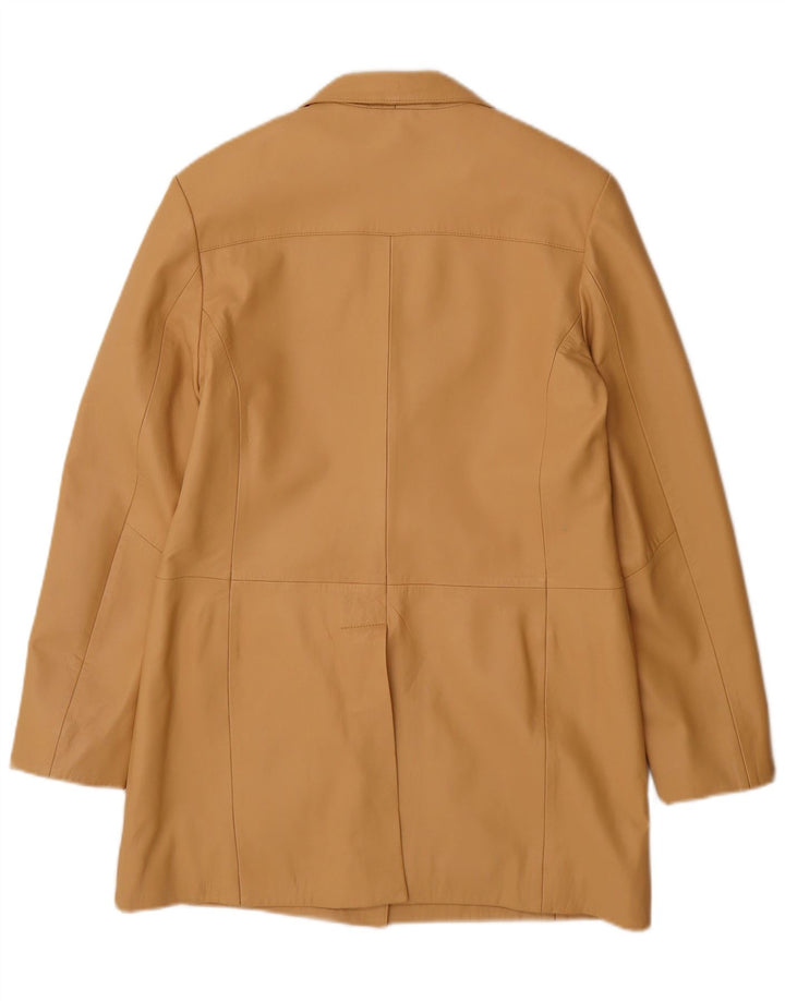 Vintage Γυναικείο Δερμάτινο Παλτό UK 14 Large Beige Leather