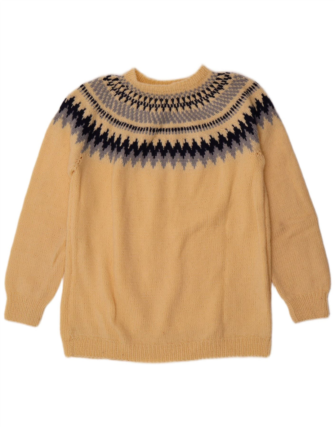 Vintage ανδρικό πουλόβερ με λαιμόκοψη Medium Yellow Fair Isle