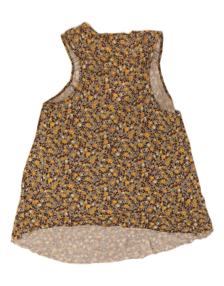 MAX & CO. Womens Vest Top UK 12 Medium Khaki Floral Vintage Max & Co. and Second-Hand Max & Co. from Messina Hembry 