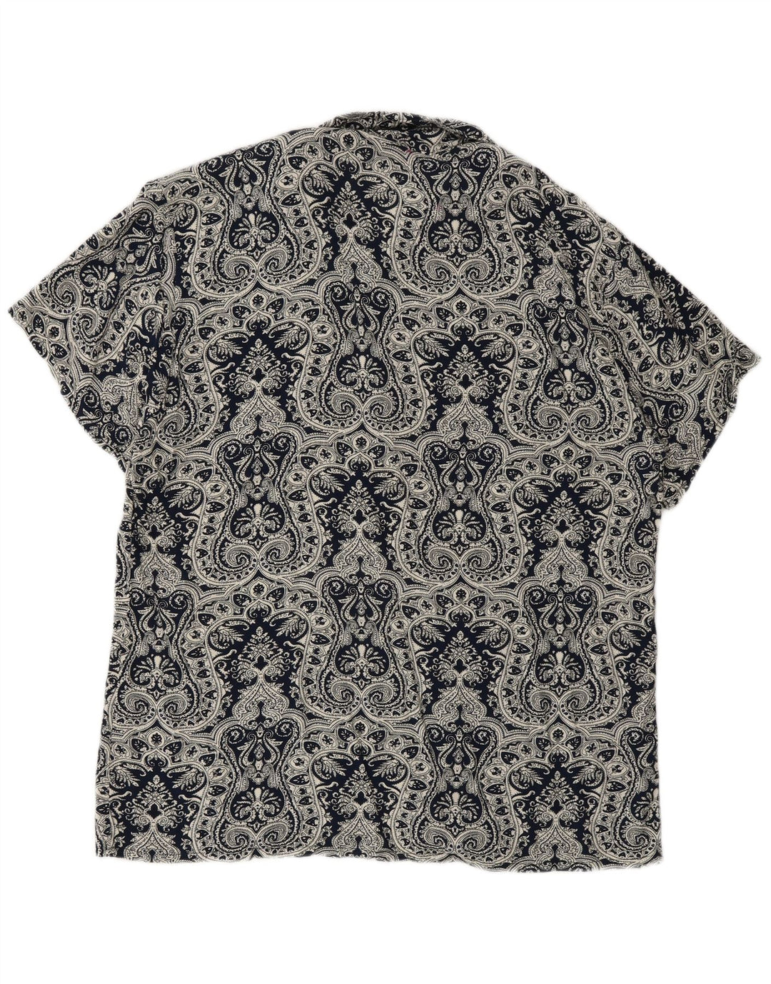 Vintage Ανδρικό κοντομάνικο πουκάμισο μεγάλο Navy Blue Paisley