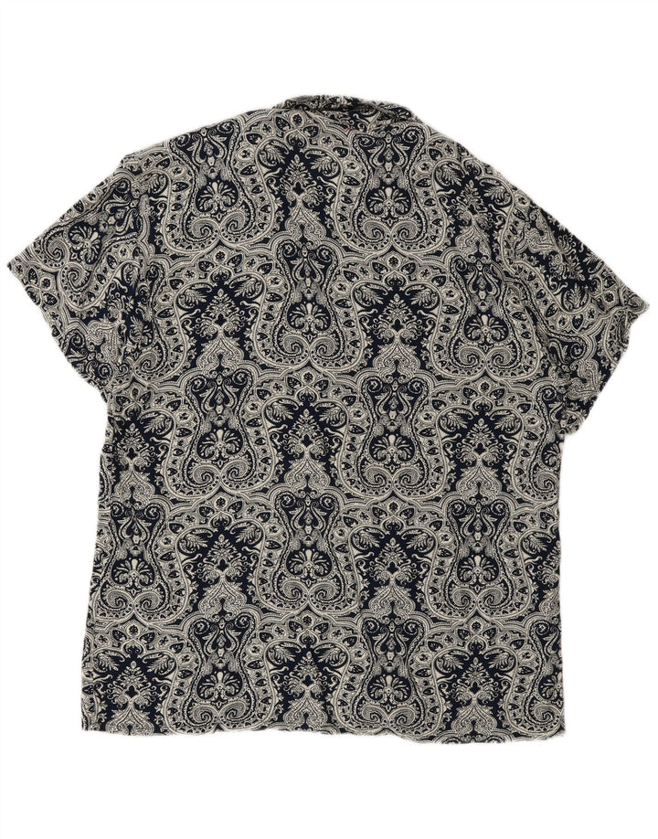 Vintage Ανδρικό κοντομάνικο πουκάμισο μεγάλο Navy Blue Paisley