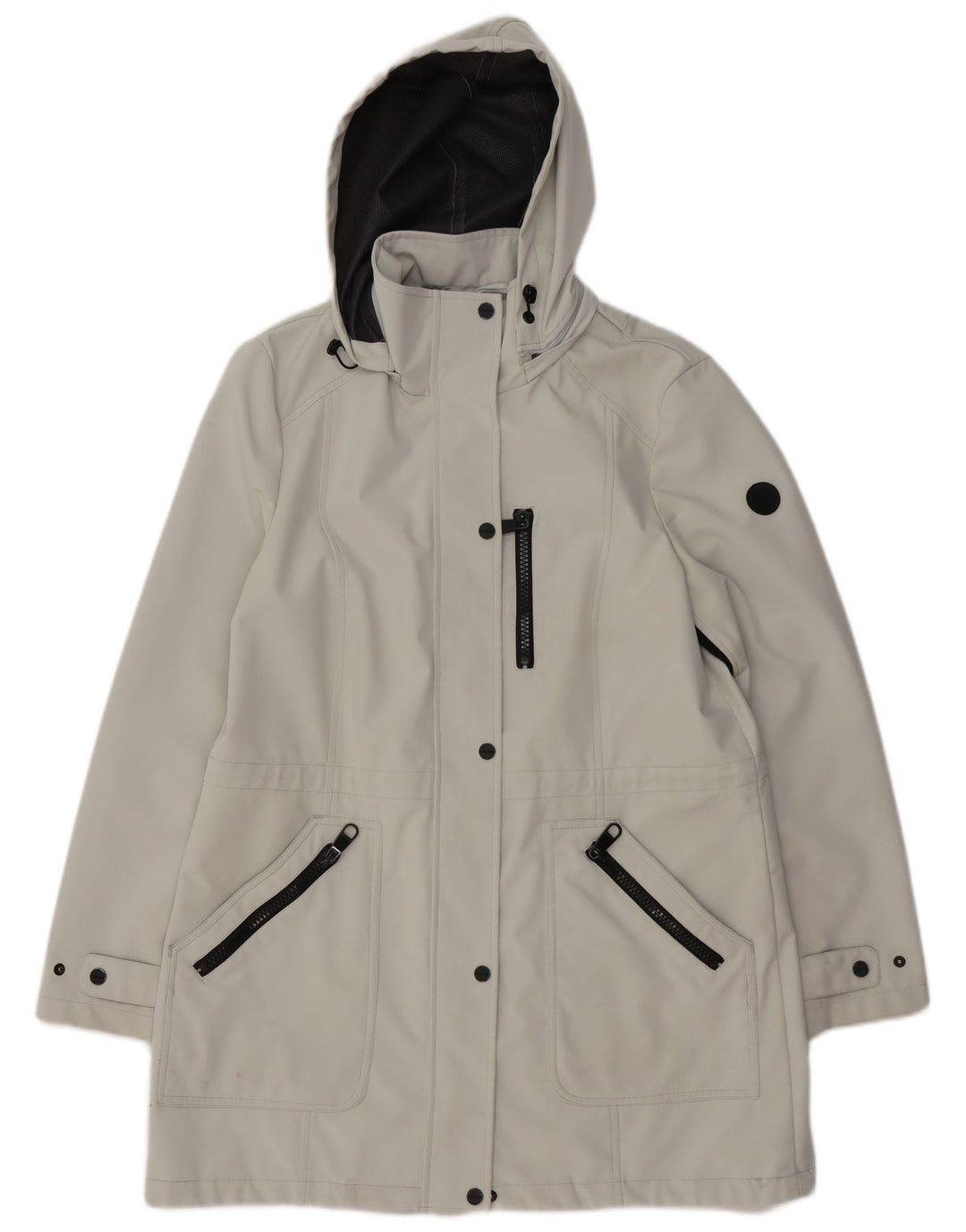 CALVIN KLEIN Γυναικείο παλτό με κουκούλα αντιανεμικό UK 16 μεγάλο γκρι πολυεστέρας