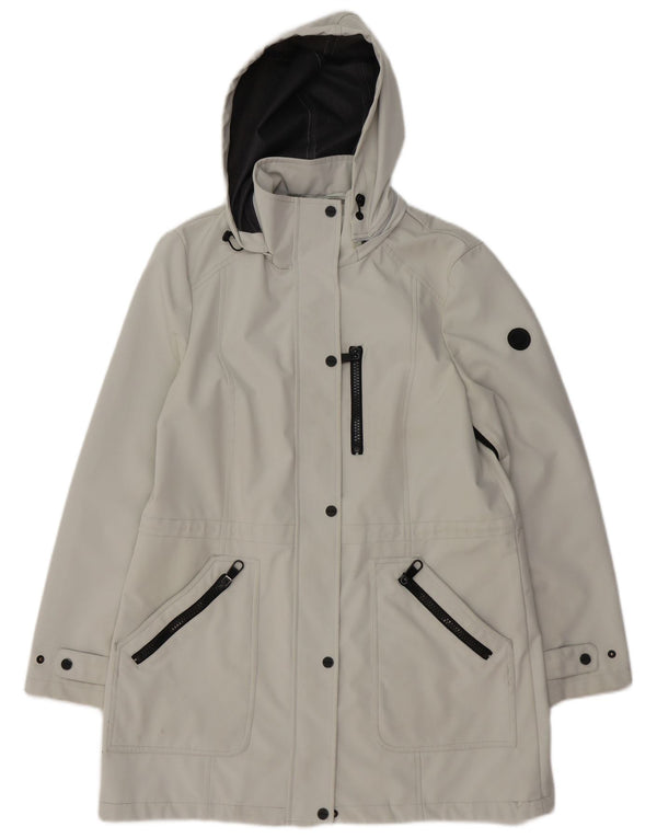 CALVIN KLEIN Γυναικείο παλτό με κουκούλα αντιανεμικό UK 16 μεγάλο γκρι πολυεστέρας