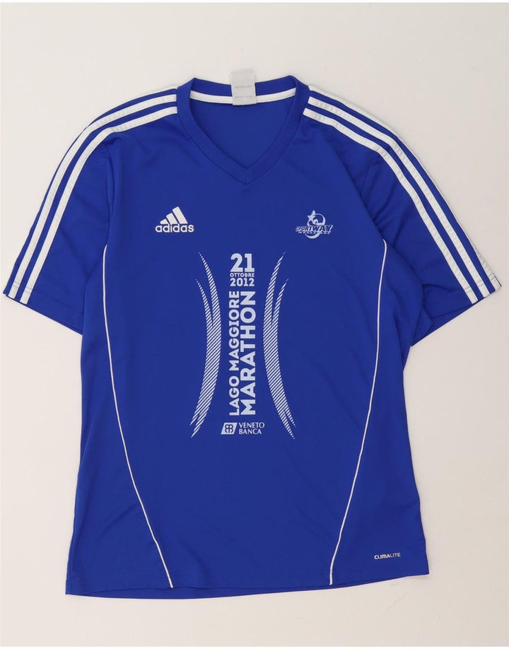 Ανδρικό γραφικό T-Shirt Adidas Climalite Top Medium Blue Polyester