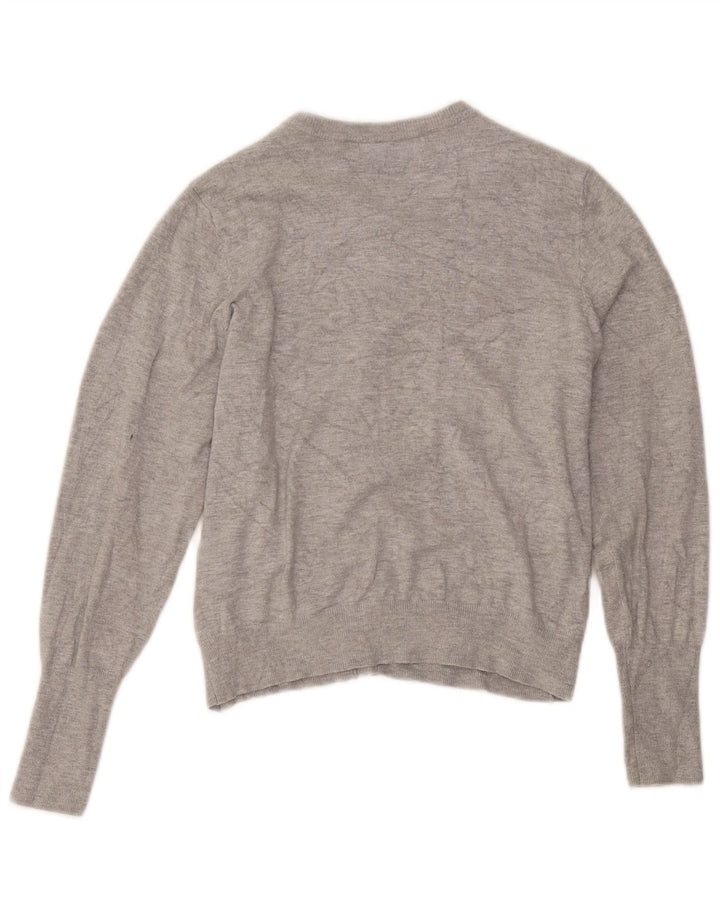 Marks & Spencer Γυναικείο πουλόβερ Crop Cardigan UK 14 Medium Grey Flecked
