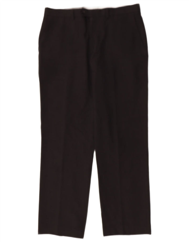 MARKS & SPENCER Mens Straight Suit Trousers W36 L31 Black Polyester