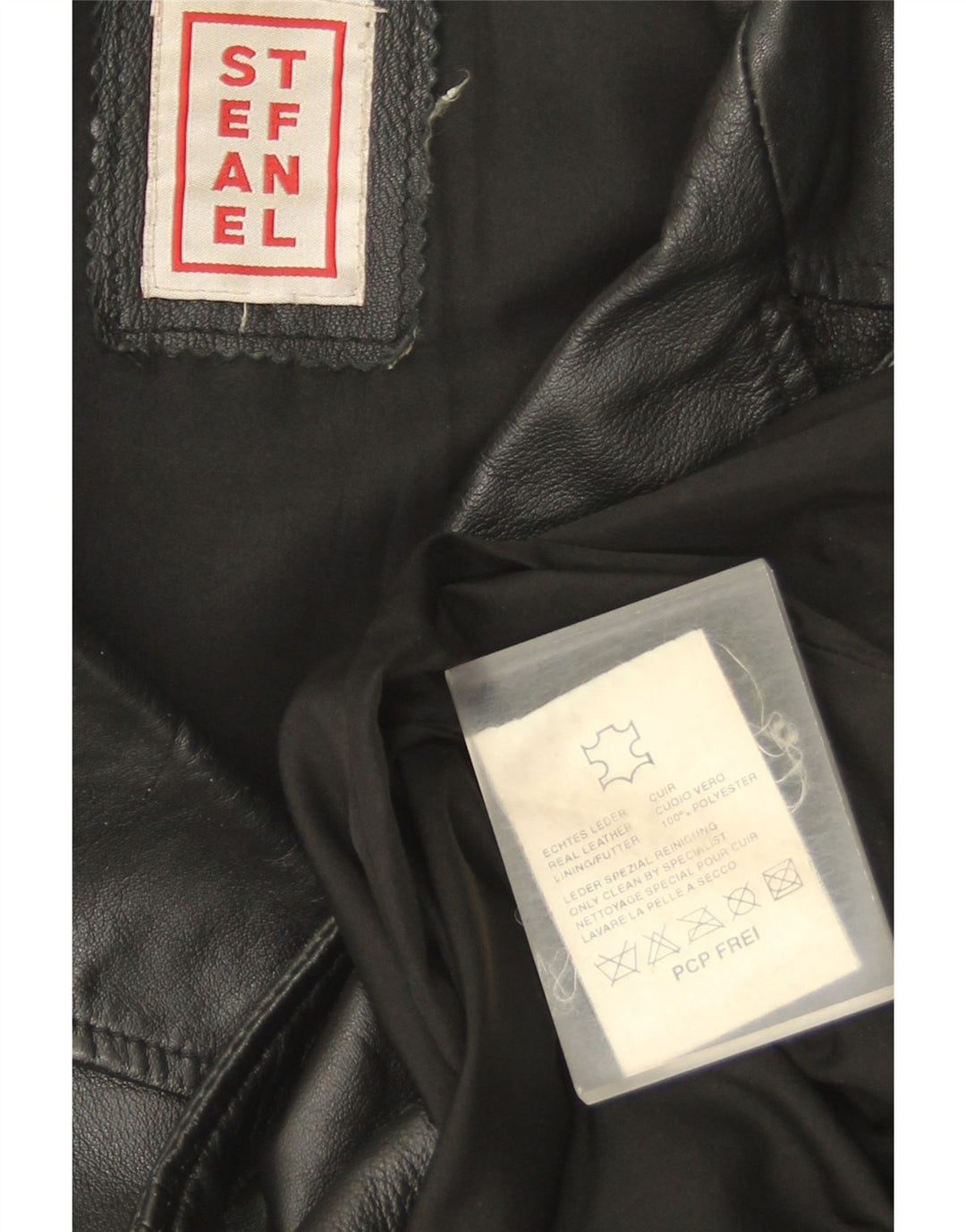 Stefanel Γυναικείο Δερμάτινο Παλτό UK 14 Medium Black Leather