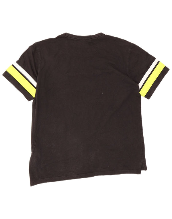Ανδρικό γραφικό μπλουζάκι Champion Top Medium Black Colourblock Βαμβακερό