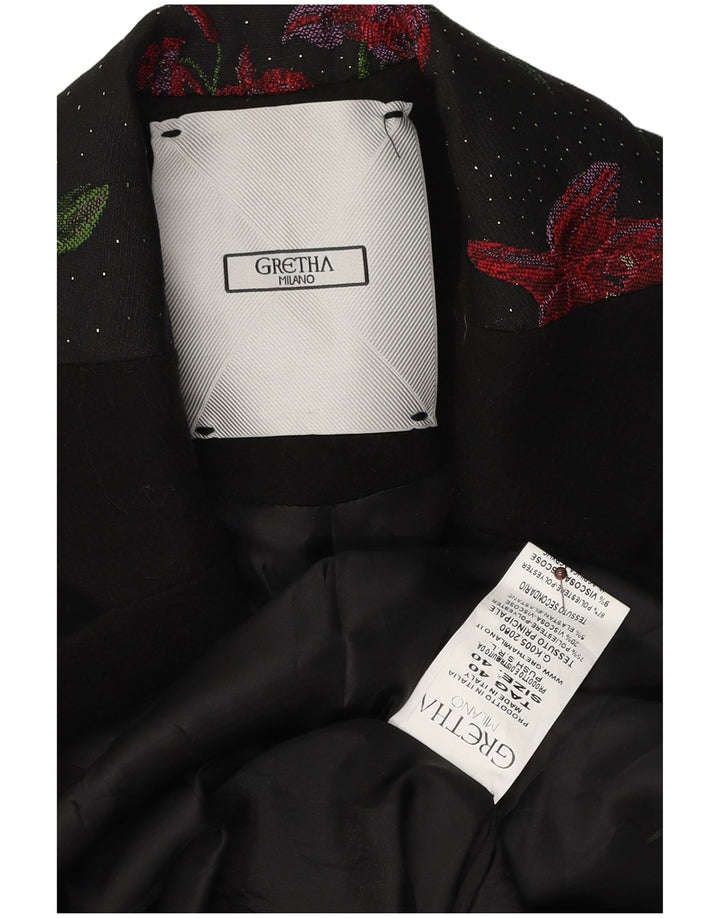 Gretha Milano Γυναικείο Πανωφόρι IT 40 Small Black Floral Polyester