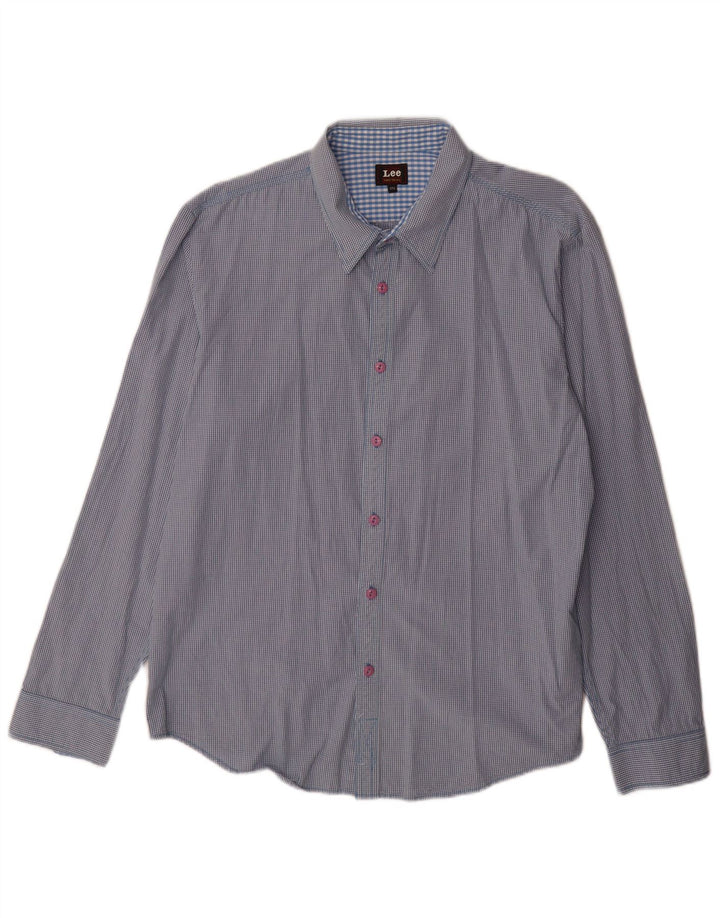 Ανδρικό πουκάμισο Lee 2XL Μπλε βαμβακερό Gingham
