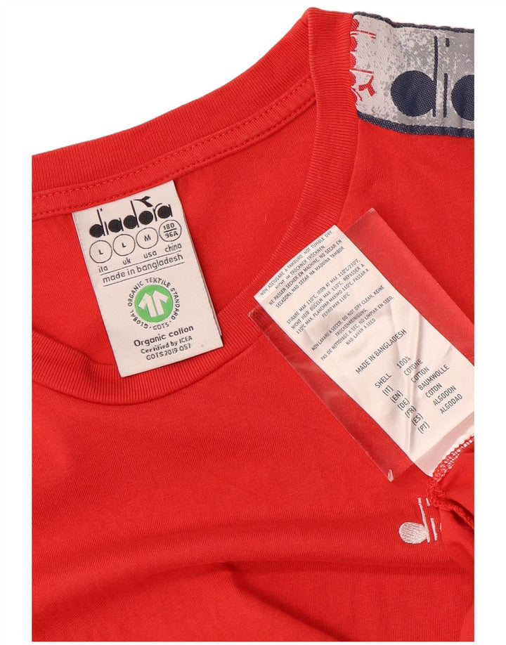 Ανδρικό γραφικό T-Shirt DIADORA Top μεγάλο κόκκινο χρώμα, βαμβακερό