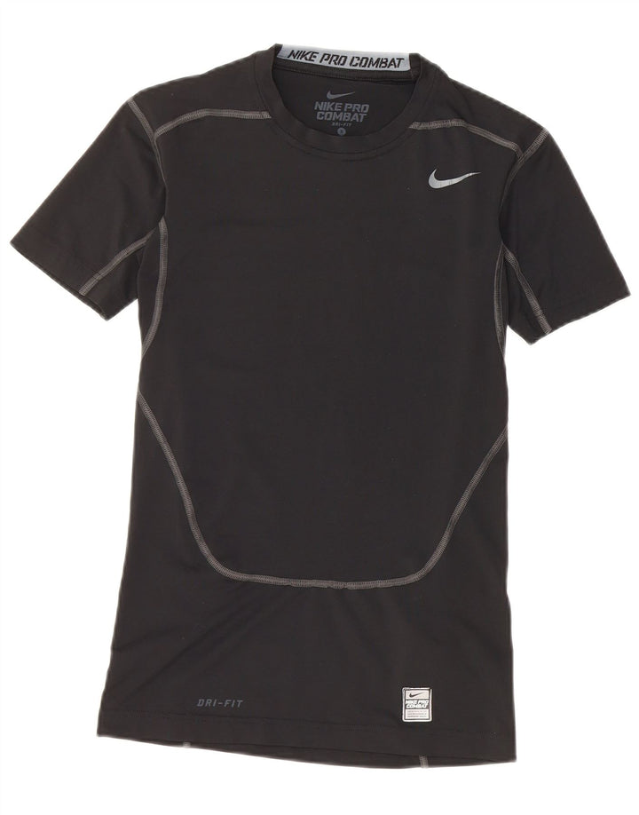 Ανδρικό μπλουζάκι συμπίεσης Nike, μικρό μαύρο πολυεστέρα