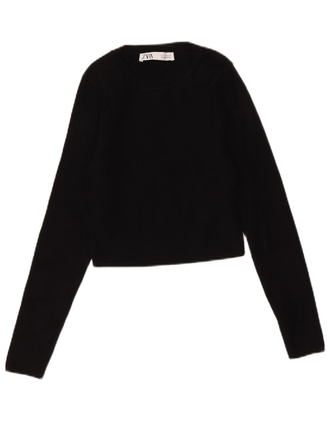 Zara Γυναικείο Crop Top Μακρυμάνικο UK 12 Medium Black