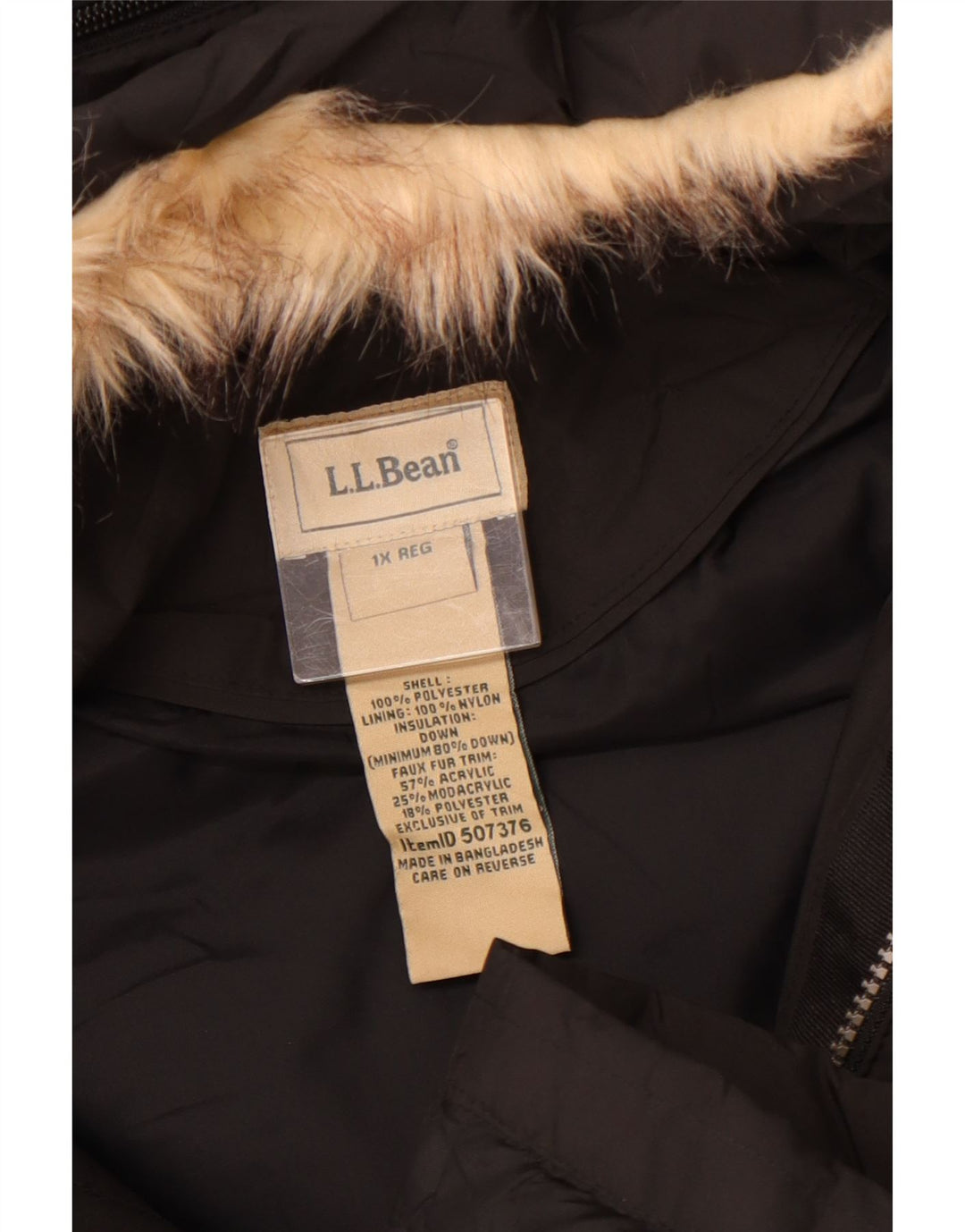 L.L.BEAN Γυναικείο παλτό με κουκούλα μεγάλου μεγέθους UK 18 XL μαύρο πολυεστέρα