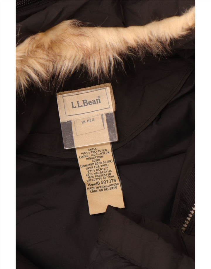 L.L.BEAN Γυναικείο παλτό με κουκούλα μεγάλου μεγέθους UK 18 XL μαύρο πολυεστέρα