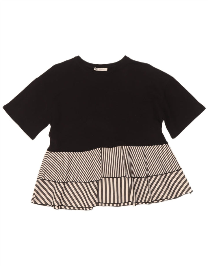 Zara Γυναικεία Μπλούζα Τοπ UK 10 Small Black ριγέ