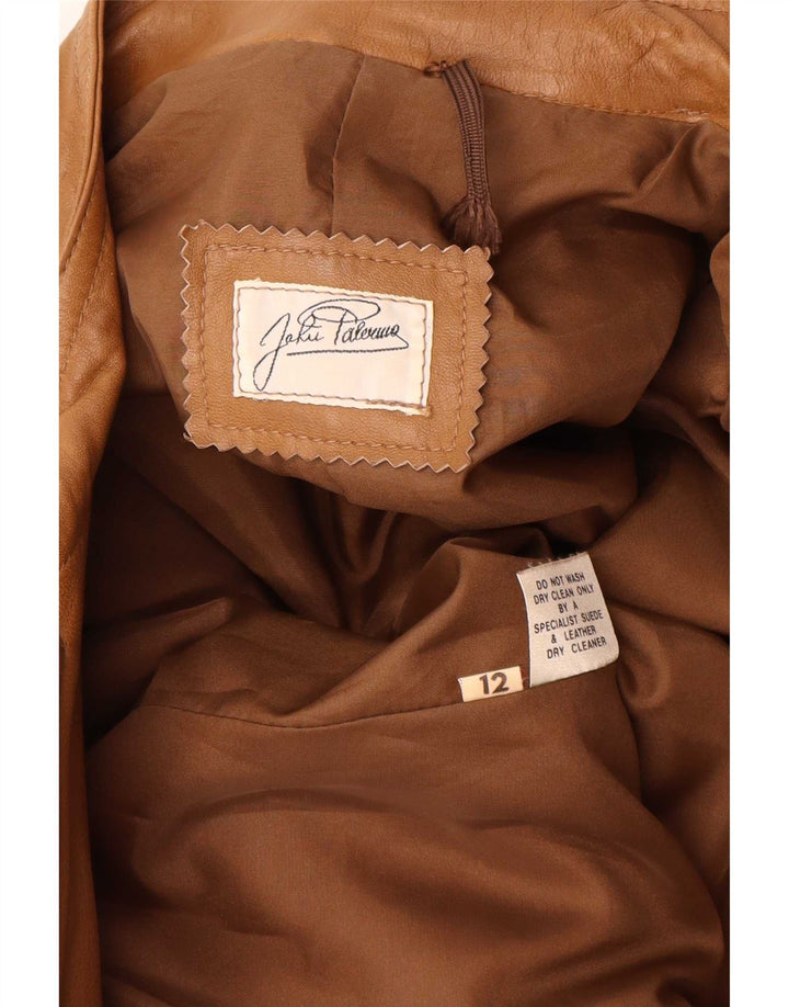 Vintage Γυναικείο Oversized Δερμάτινο Μπουφάν UK 12 Medium Beige