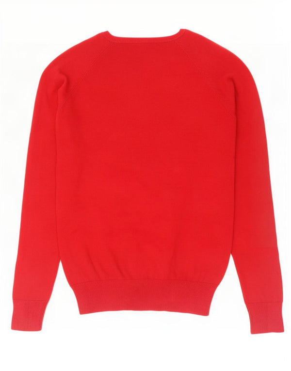 Zara Γυναικείο πουλόβερ με V λαιμόκοψη UK 12 Medium Red