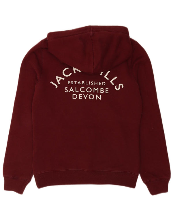 Jack Wills Γυναικείο Γραφικό Φούτερ με κουκούλα UK 8 Μικρό βαμβακερό μπορντό