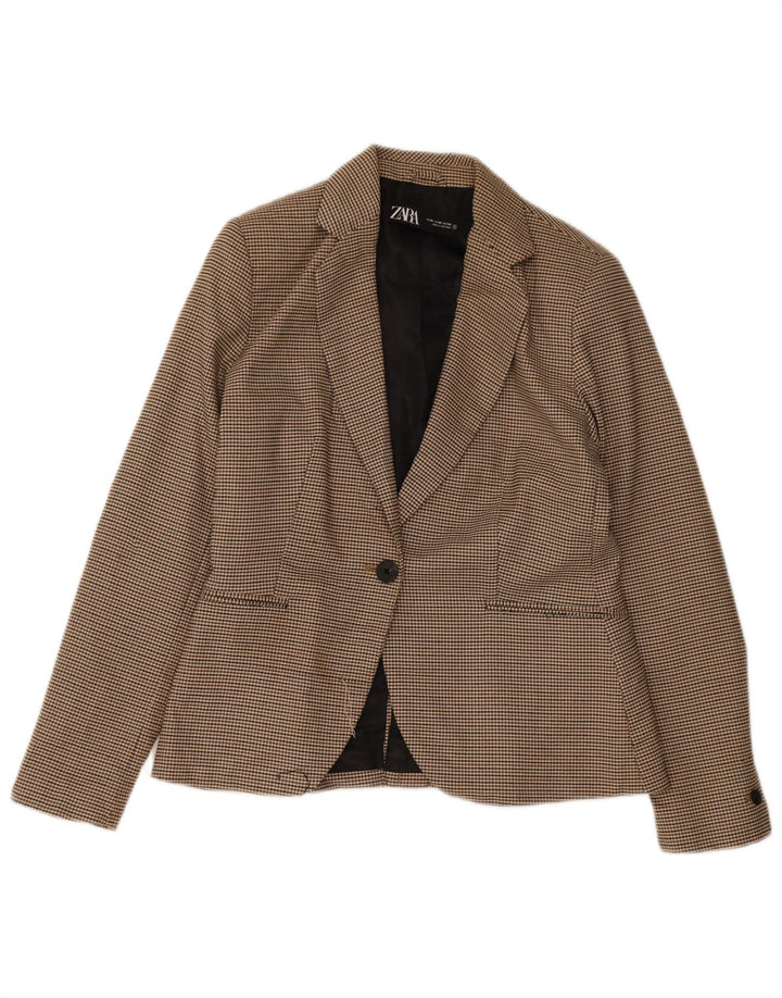 Zara Γυναικείο σακάκι με 1 κουμπί EU 38 Small Brown Houndstooth