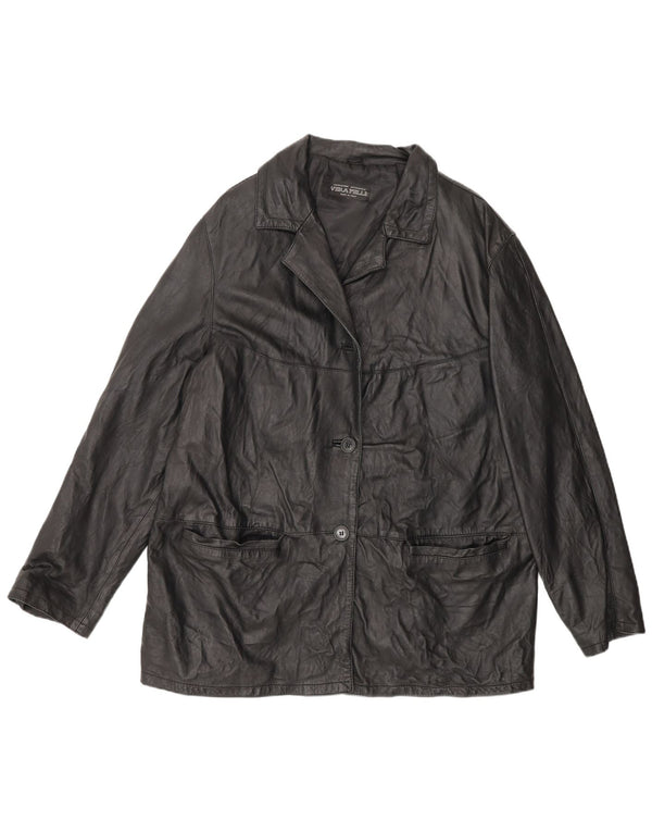 Lavorazione Artigianale Γυναικείο Δερμάτινο Μπουφάν UK 16 Large Black