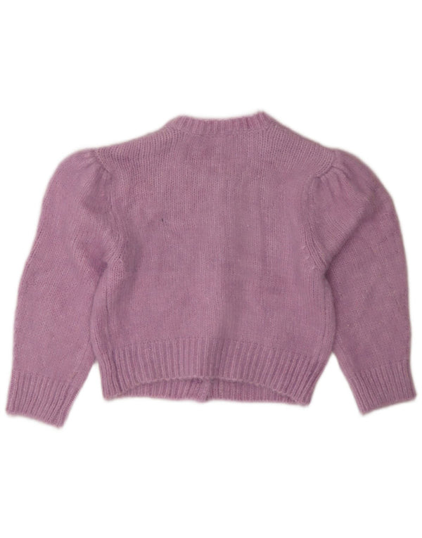 ZARA Γυναικείο πουλόβερ 3/4 μανίκι Crop Cardigan UK 10 Small Purple Polyamide