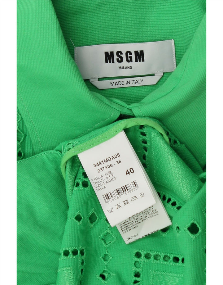 MSGM Γυναικείο πουκάμισο Oversized Φόρεμα IT 40 Μεσαίο πράσινο γεωμετρικό βαμβάκι