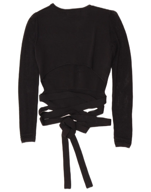 Zara γυναικείο πουλόβερ με λαιμόκοψη με λαιμόκοψη UK 10 Small Black Viscose