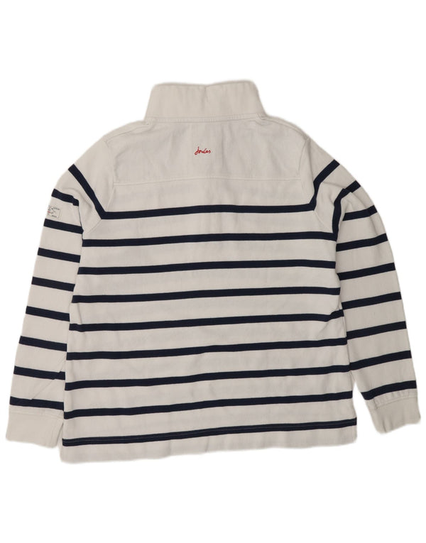JOULES Γυναικεία φούτερ με λαιμόκοψη με κουμπιά Jumper UK 16 μεγάλο λευκό ριγέ