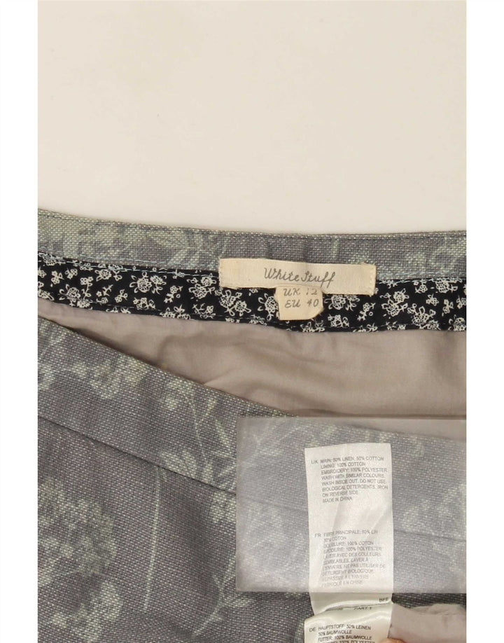 White Stuff Γυναικεία Midi Φούστα UK 12 Medium W32 Γκρι Floral Λινό