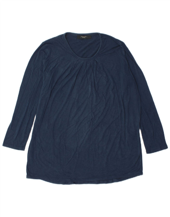 Max Mara Γυναικείο Σαββατοκύριακο μακρυμάνικο UK 14 Medium Navy Blue Viscose