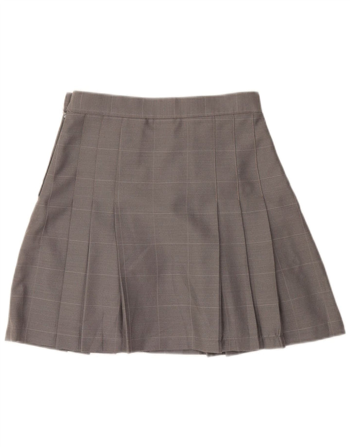 Vintage γυναικεία πλισέ μίνι φούστα IT 42 Medium W28 Grey Check Wool