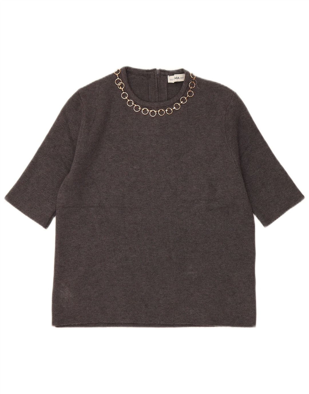 Zara Γυναικεία Crop Μπλούζα Τοπ UK 10 Small Grey Viscose